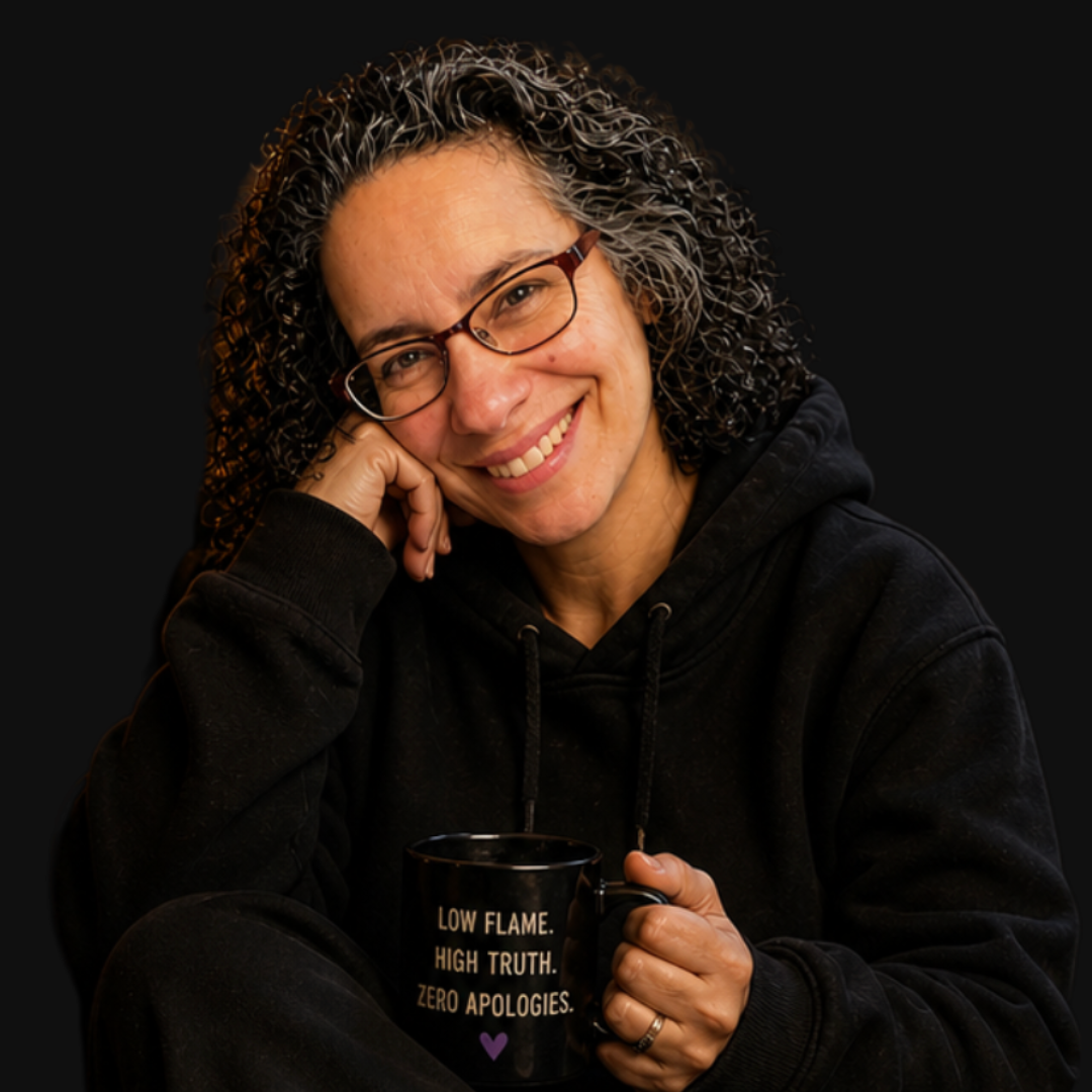 Maria Simard smiling in a dark hoodie